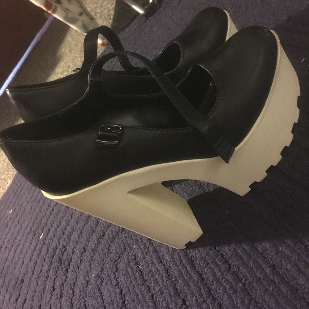 Black and White Platform Heels